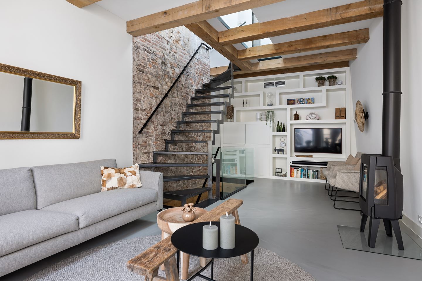 Moderne Loft In Historisch Pand Trap Staal Glas Industrieel Kachel Scandinavian Hout ©Tijmenbos Architecten