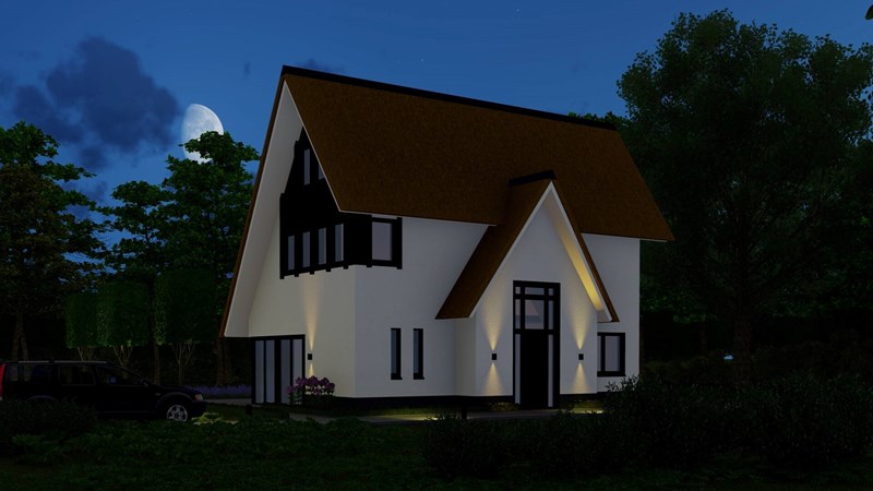Moderne Woning Landelijk Riet Wit Stucwerk Zwarte Kozijnen Tuin ©Tijmen Bos Architecten