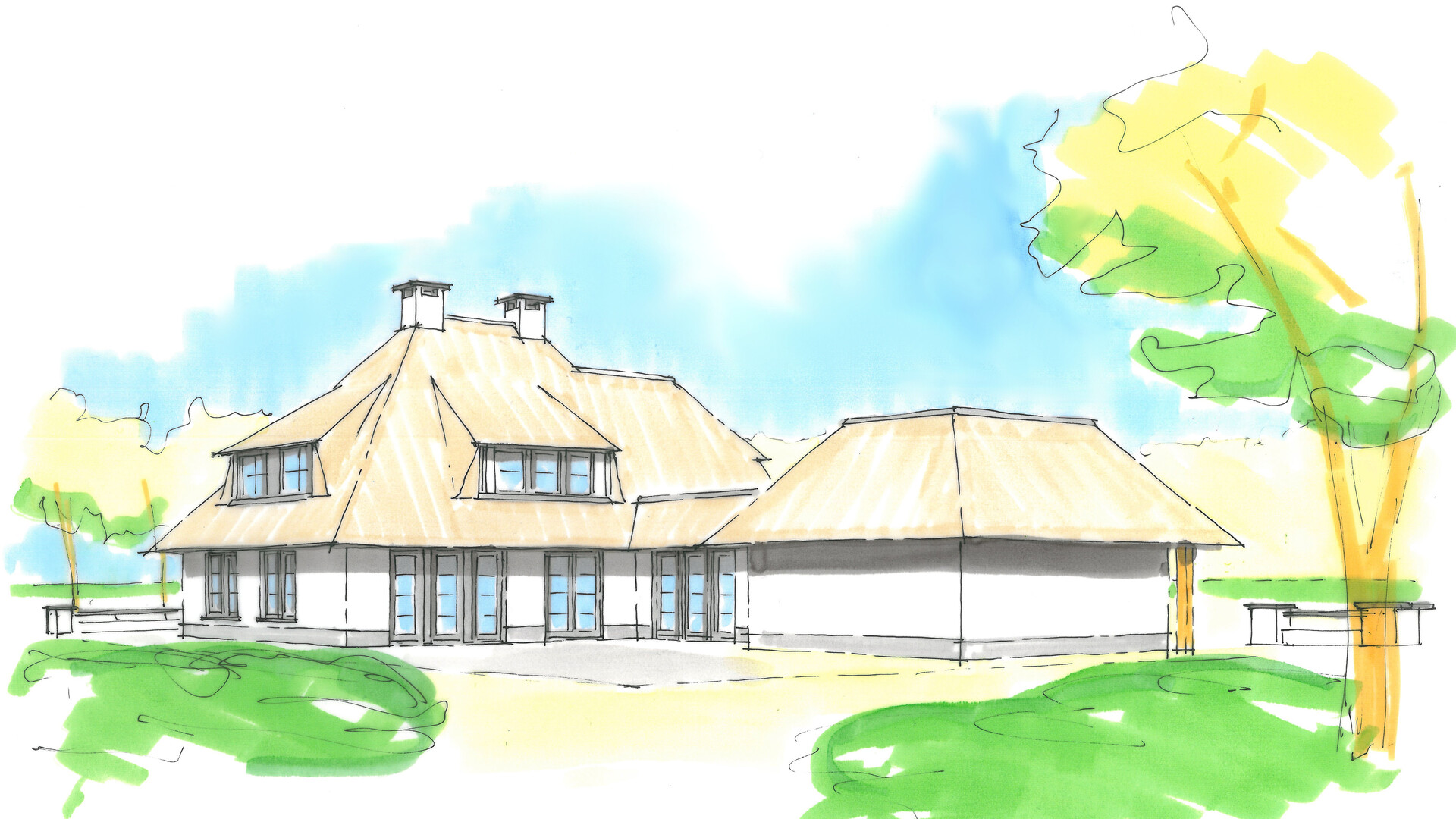 Witte Villa Stucwerk Riet Landelijk Gevarieerd Antraciet Open Naar Tuin Garage In Stijl Architectuur Deventer 2017 03©Tijmen Bos Architecten