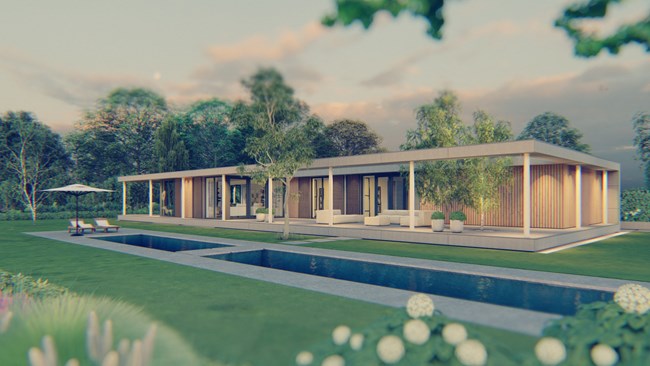 Moderne Villa Licht Modern Kader Beton Hout Horizontaal (2)