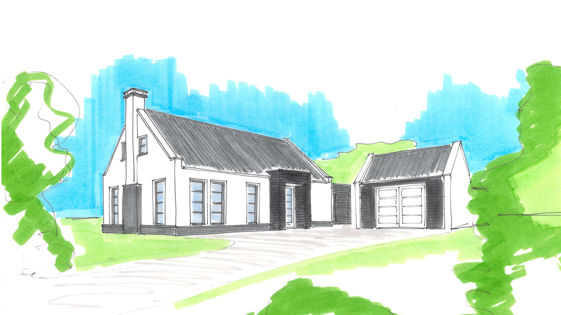 Villa Renovatie Stucwerk Wit Plint Donkere Pan Entree Accent Zwarte Beschieting Hout Tijmen Bos Architecten©