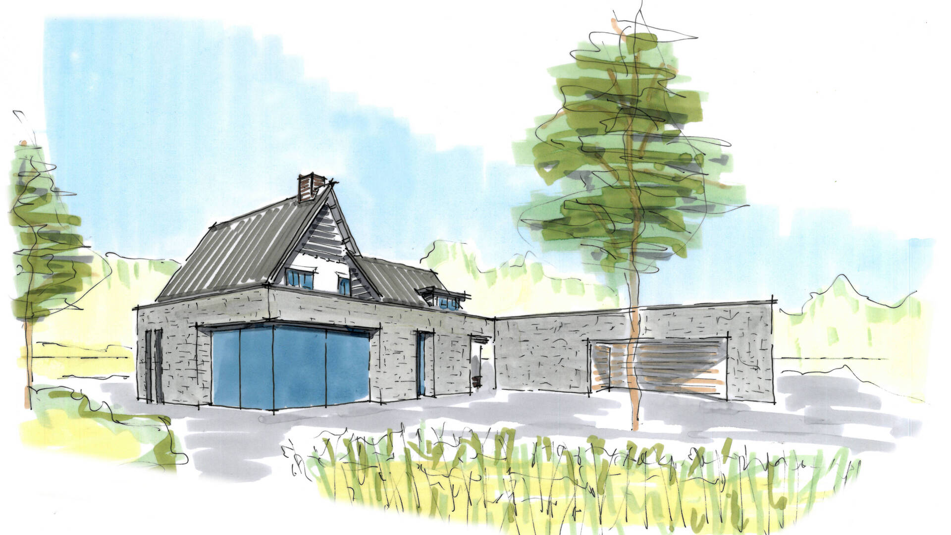 Modern Luxe Aanbouw Villa Natuursteen Glas Licht Veluwe ©Tijmen Bos Architecten