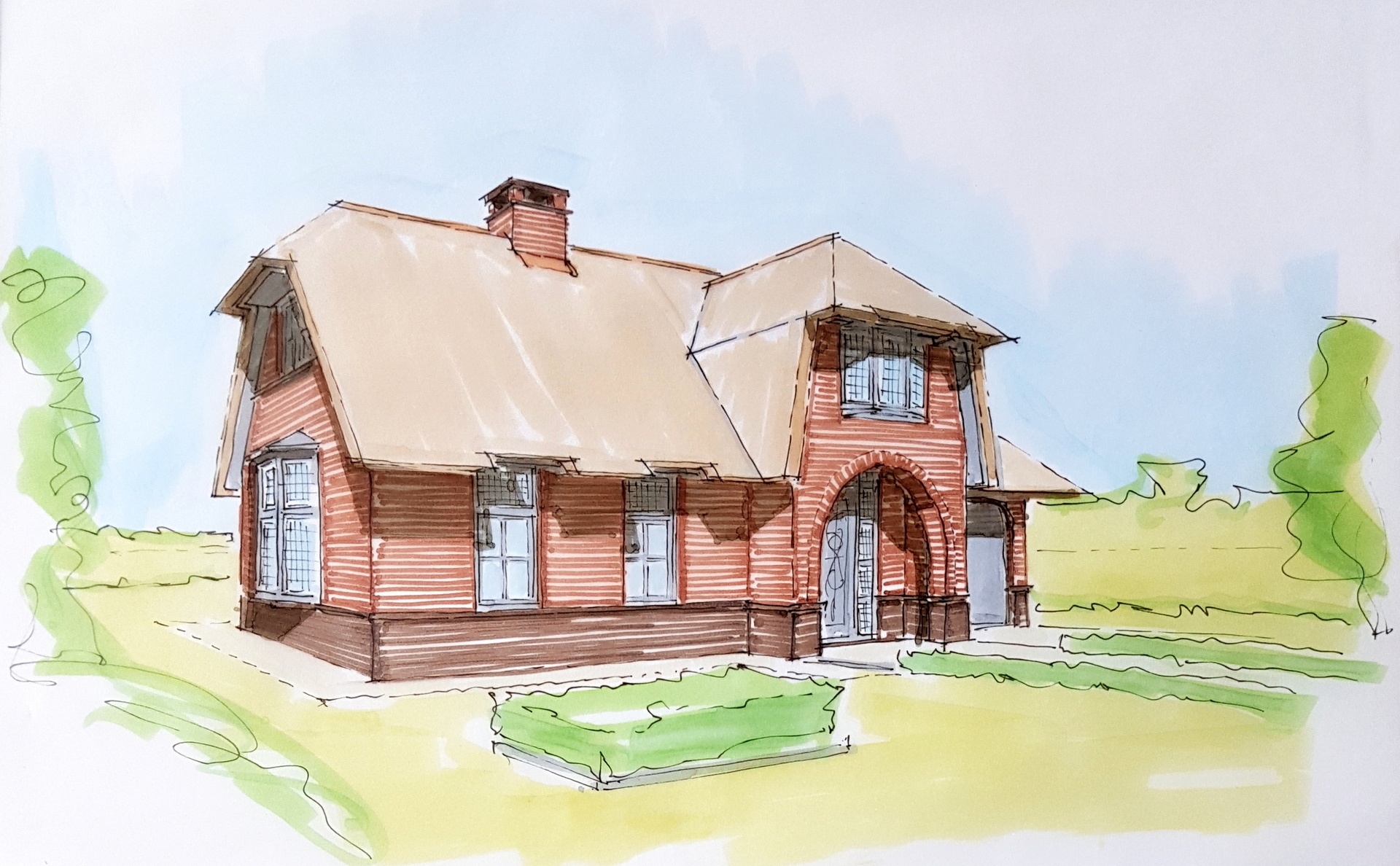 Villa Riet Jaren 20 Donker Baksteen Entree Glas In Lood ©Tijmen Bos Architecten 1920X1080