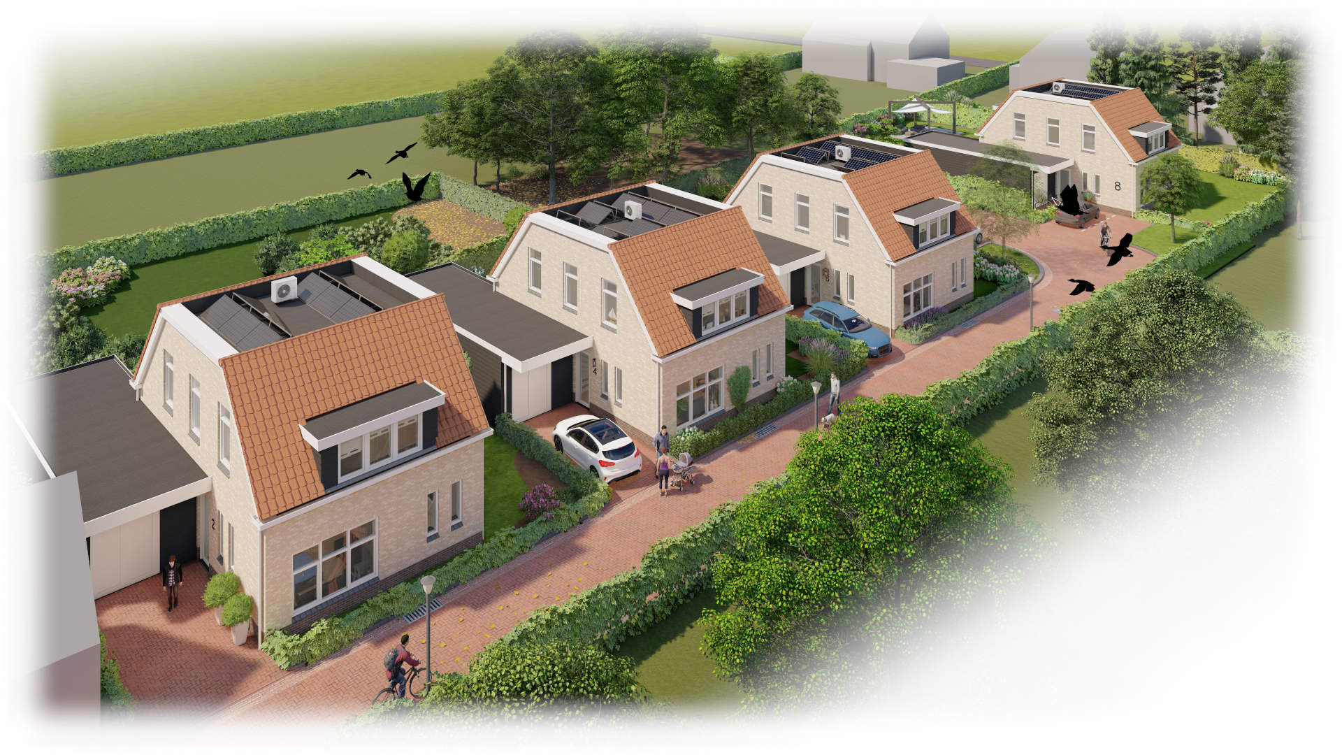 4 Nieuwbouw Woningen Vrijstaand Levensloopbestendig Onderhoudsarm Diepenveen Vogelvlucht ©Tijmen Bos Architecten